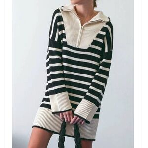 Striped Black and White Sweater Dress